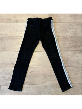 Boys O.P.S Jeans Size 7-8 Black with White Stripe